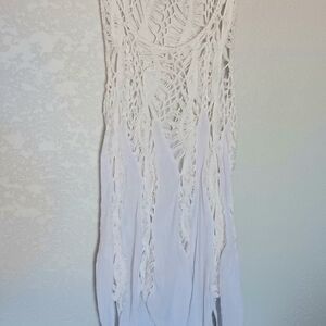 Vivid Collection NY White And Ivory Boho 90s Style Unlined Tank Women's Sz L